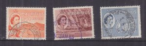 MAURITIUS, 1953 QE 2r.50, 5r. & 10r., used.