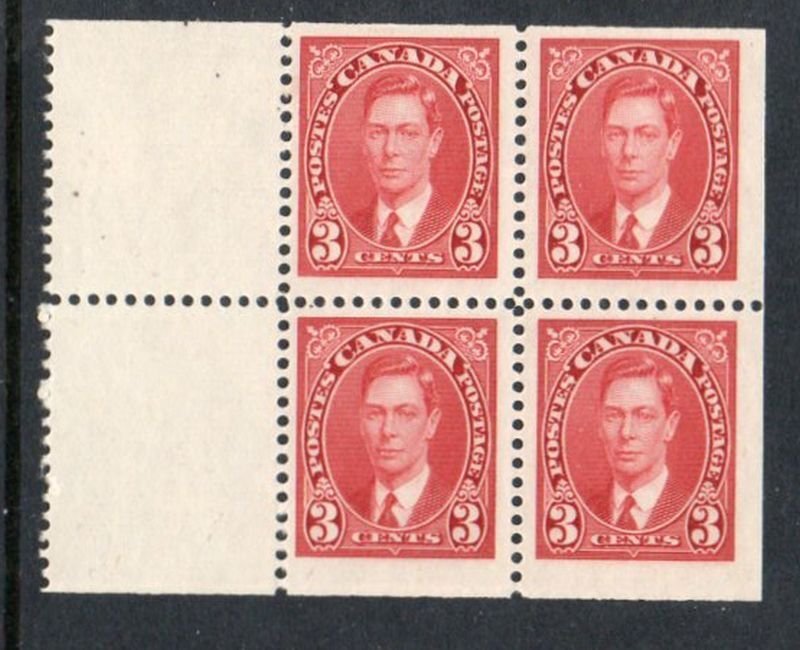 Canada Sc 233a 193 3 c  G VI booklet pane of 4 mint