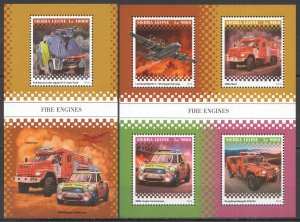 HM1619 2018 SIERRA LEONE FIRE TRUCKS ENGINES AIRCRAFTS #10454-7+BL1597 MNH