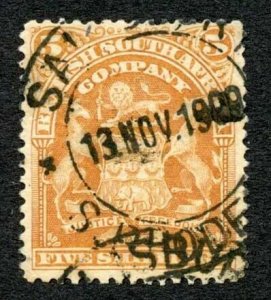 Rhodesia SG87 5/- Brown-orange Cat 30 pounds