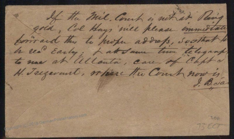 CSA #11 Civil War Confederate Cover Lagrange A Capt MW Sale Provost Ringgo 92874