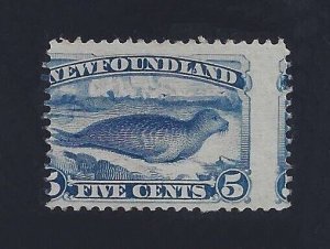 Canada - Scarce Misperf Error / EFO 5c Newfoundland #55 Seal Mint LH