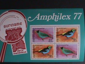 SURINAM-1977- AMPLHILEX'77 STAMP SHOW-LOVELY SONG BIRDS -MNH S/S VERY FINE