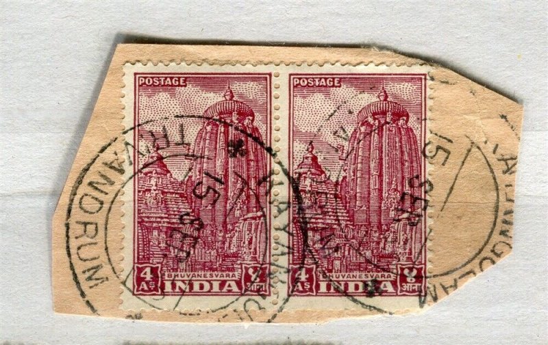 INDIA; 1950 early Trivandrum POSTMARK PIECE fine used item