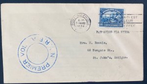 1930 Port Au Prince Haiti First Flight Airmail Cover To St Johns Antig Via NYRBA