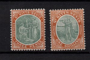 St. Kitts & Nevis 3d SG5 & 1/- SG7 mint LHM WS36402