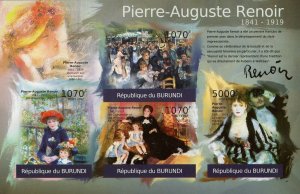 Pierre-Auguste Renoir Art Painter Imperforated Souv. Sheet of 4 Stamps MNH