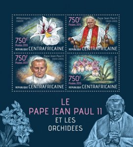 C A R - 2013 - Pope John Paul II & Orchids - Perf 4v Sheet - Mint Never Hinged