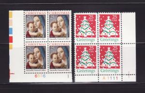 United States 2514-2515 Plate Blocks Set MNH Christmas (A)