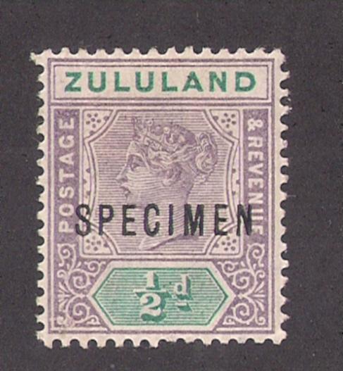 Zululand 1/2d #15 SPECIMEN ovpt Well Centered for this FVF