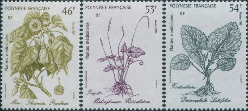 French Polynesia 1987 Sc#465-467,SG514-516 Medicinal Plants set MLH