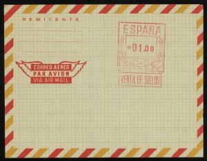 Spain #71 Aerogramme 1.00p Postage Cover Europe Airmail 1959 Mint