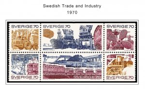 COLOR PRINTED SWEDEN 1941-1970 STAMP ALBUM PAGES (47 illustrated pages)