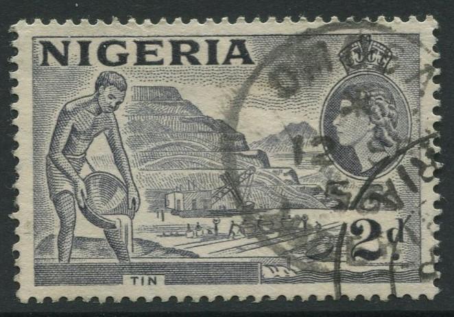 Nigeria -Scott 93 - QEII Definitive Issue -1956 - Used - Single 2p Stamp