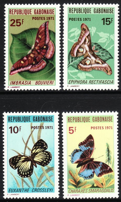 1971 Gabon Butterfly complete set of four MNH Sc# 272 / 275 CV $22.00