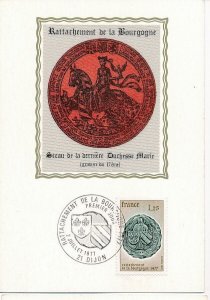 D87172 Reunion of Bourgogne Maximum Card With Silk Cachet France