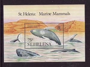 St Helena-Sc#487- id7-unused NH sheet-Marine Mammals-Whales-Dolphins-1987-