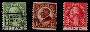 U.S. 597, 598, 599 USED NH SET OF 3 (V4629)