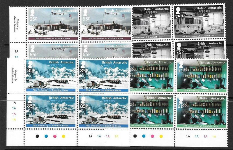 BRITISH ANTARCTIC TERR. SG626/9 2013 70th ANNIV OF BRANSFIELD HOUSE BLOCK 4 MNH