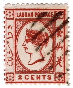 (I.B) Labuan Postal : 2c Carmine (1892)