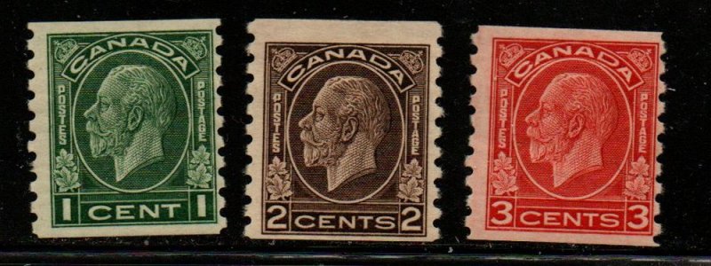 Canada Sc 205-7 1933   George V Medallion issue coil stamp set mint