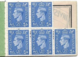 Doyle's_Stamps: 1944 WWII King George VI Booklet -- Missing One (1) Stamp