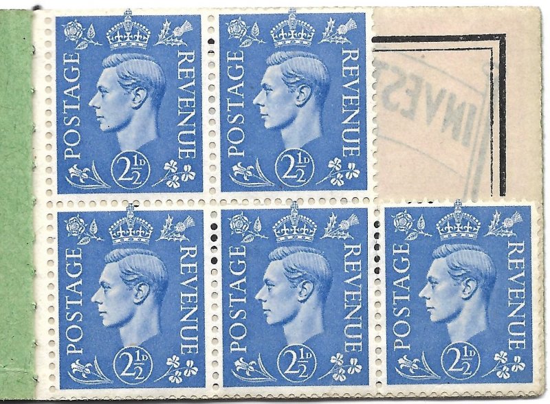 Doyle's_Stamps: 1944 WWII King George VI Booklet -- Missing One (1) Stamp