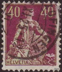 Switzerland 1925 Sc#138 40c Violet Helvetia USED.