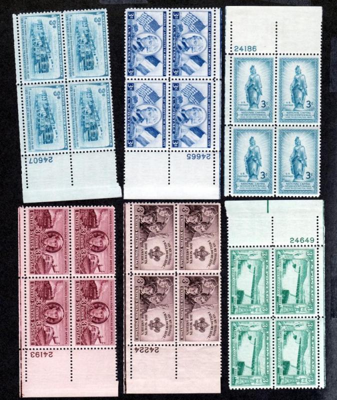 U.S. 10 Different 3 Cent Mint Plate Blocks!