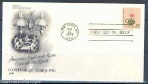 US  $2 OIL LAMP  1978 ARTCRAFT FDC 