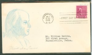 United States #808 On Cover  (Fdc)