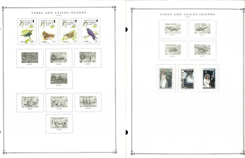 Turks & Caicos 1945-1986 Mint Hinged on Scott International Pages Thru 1999