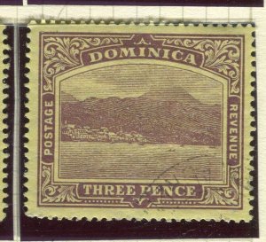 DOMINICA; 1912 early Pictorial issue fine used Shade of 3d. value
