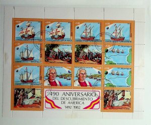 NICARAGUA Sc C1029a USED MINISHEET OF 1982 - DISCOVERY OF AMERICA - COLUMBUS