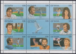 GUYANA Sc# 2676a-i MNH SHEETLET of 9 with VARIOUS FAMOUS ATHLETES