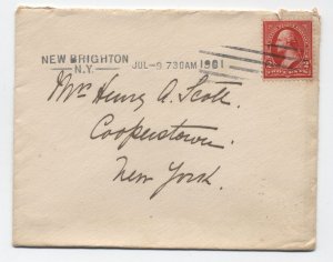 1901 New Brighton NY cover Hampden machine cancel [6652]