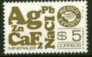 MEXICO Exporta 1120a $5P Minerals Fluor Paper 7 MINT, NH. VF.