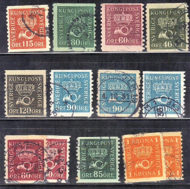 SWEDEN stamp lot #8 CROWN & POST HORN   SEE SCAN