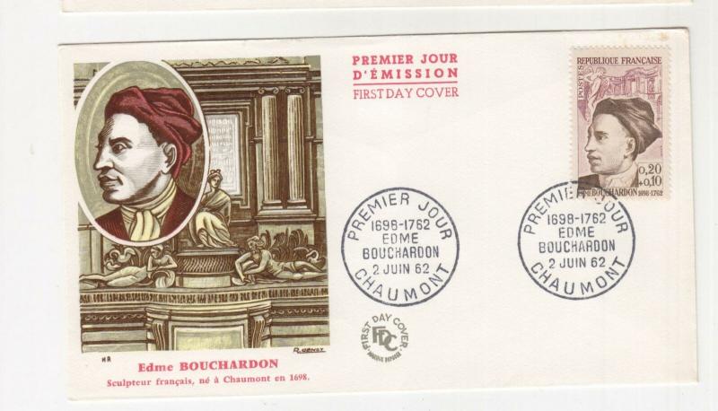 FRANCE, 1962 Red Cross Fund, Edme Bouchardon 20c.+10c., First Day cover.