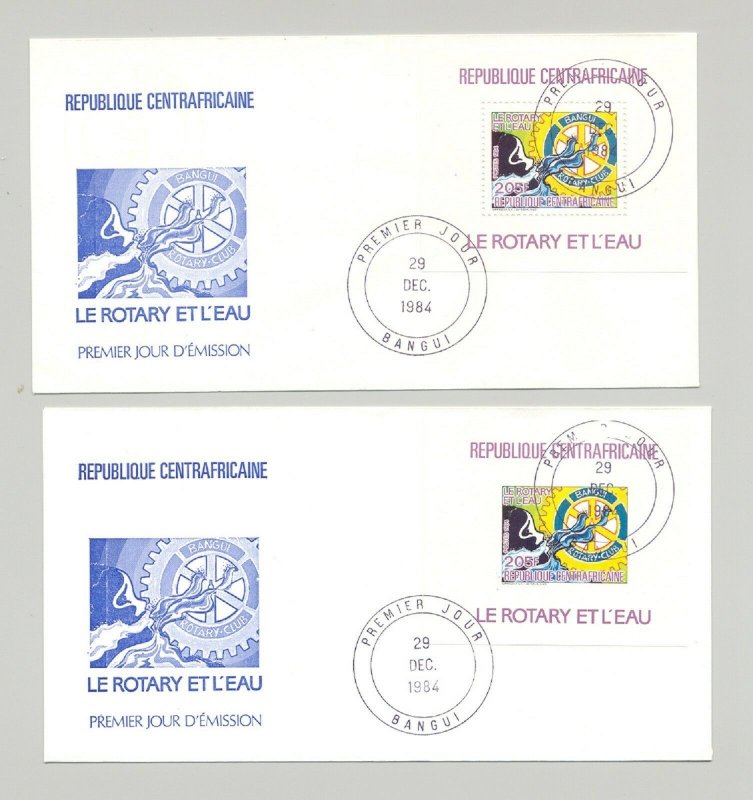 Central Africa 1984 Rotary 2v Perf & Imperf & 2v S/S Perf & Imperf on 6 FDC