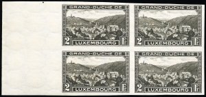 Luxembourg Stamps # B52 MNH XF 2Fr Black Imperf Block Of 4 Scott Value $52.00