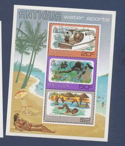 ANTIGUA - Scott 443a -  MNH S/S  - Water Sports - Fishing, Scuba - 1976