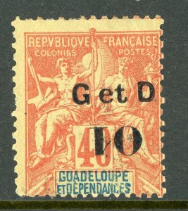 Guadeloupe 1900 French Colony 10¢/40¢ Red SG #54a Inverted 1 Mint D970