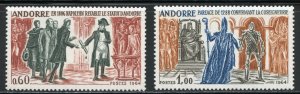 Andorra, French Admin Scott 159-60 MNHOG - 1964 Co-Principality Set - SCV $45.00