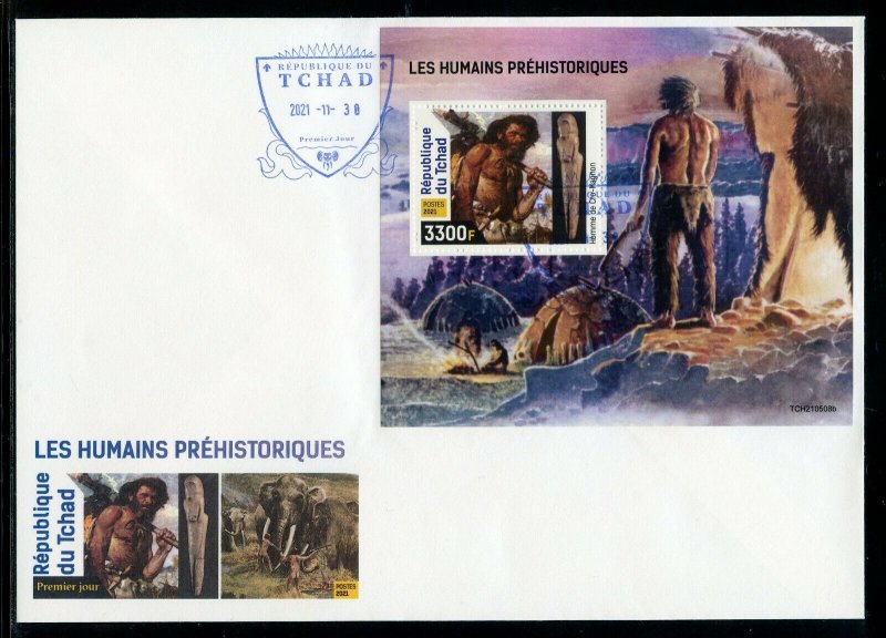 CHAD 2021 PREHISTORIC MAN SOUVENIR SHEET FIRST DAY COVER