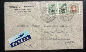 1930s Montevideo Uruguay Commercial Airmail Cover To Manchester England Via BSAA