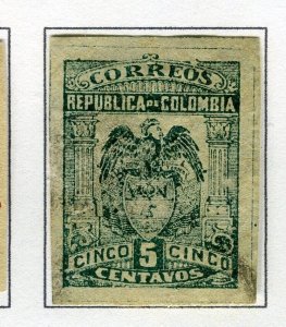 COLOMBIA; 1902 early Coat of Arms issue IMPERF fine Mint hinged 5c. value
