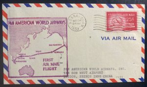 1953 Agana Guam USA First Flight Airmail cover FFC To Saigon French Indo China
