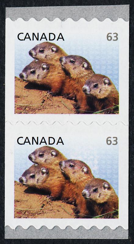 Canada 2692 coil pair MNH Woodchucks