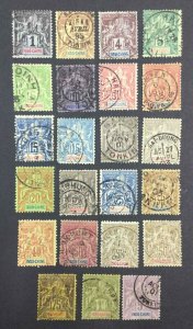 MOMEN: FRENCH INDOCHINA SC #3-21 1892-1900 USED LOT #63239